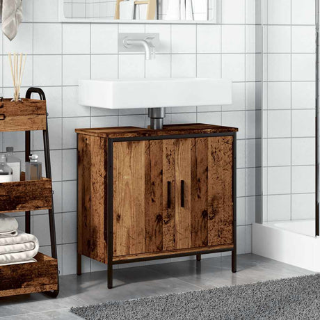 Vidaxl wastafelkast 60x30x60 cm bewerkt hout oud houtkleurig