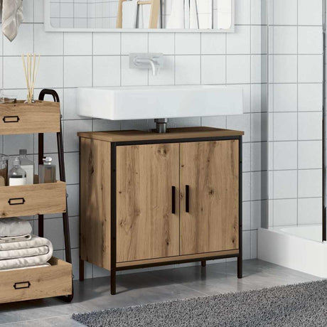 Vidaxl wastafelkast 60x30x60 cm bewerkt hout artisanaal eikenkleurig