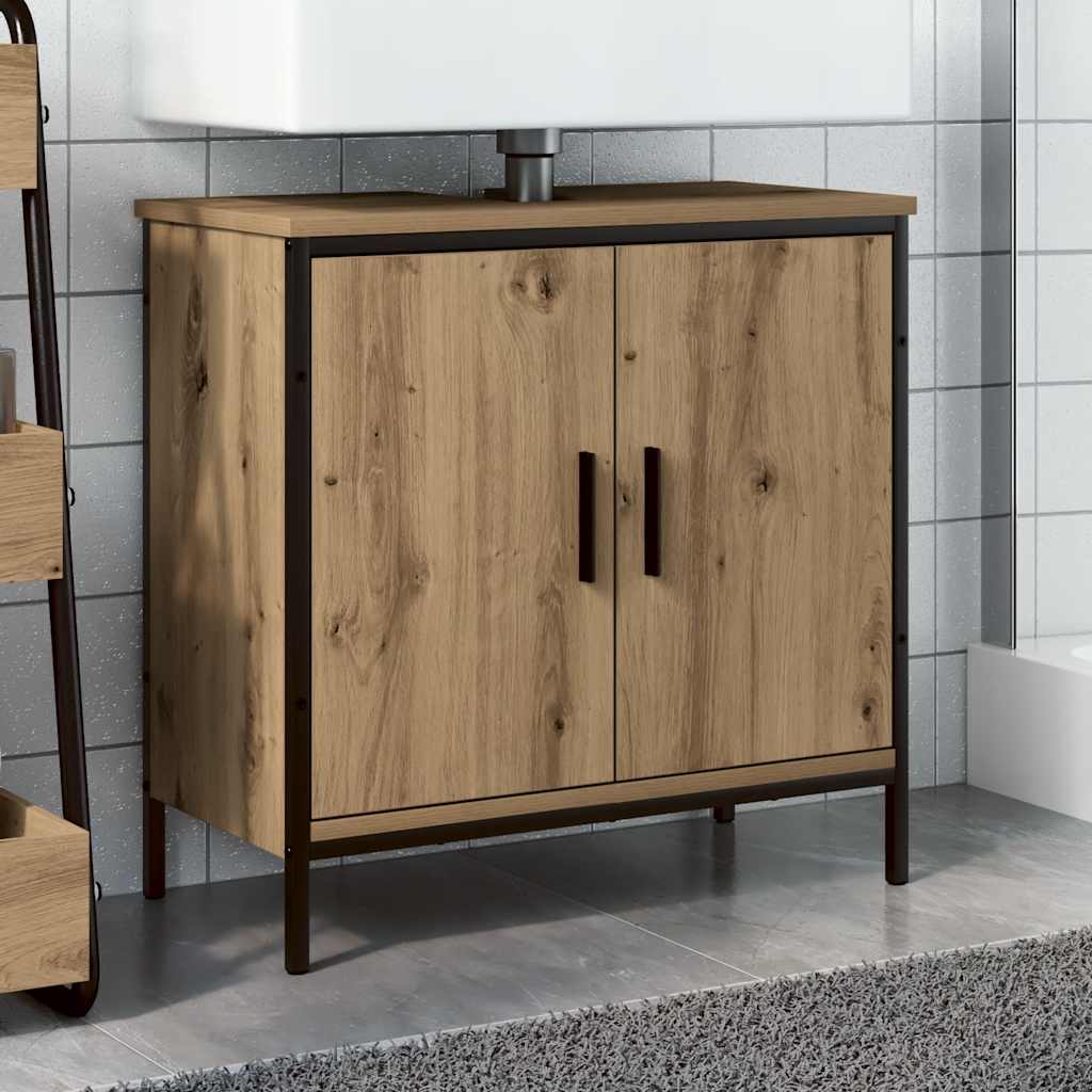 Vidaxl wastafelkast 60x30x60 cm bewerkt hout artisanaal eikenkleurig