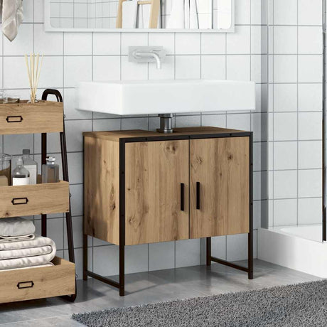 Vidaxl wastafelkast 60x33x60 cm bewerkt hout artisanaal eikenkleurig