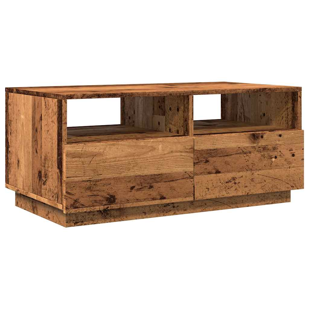 Vidaxl salontafel met led-verlichting 90x49x40 cm oud houtkleurig