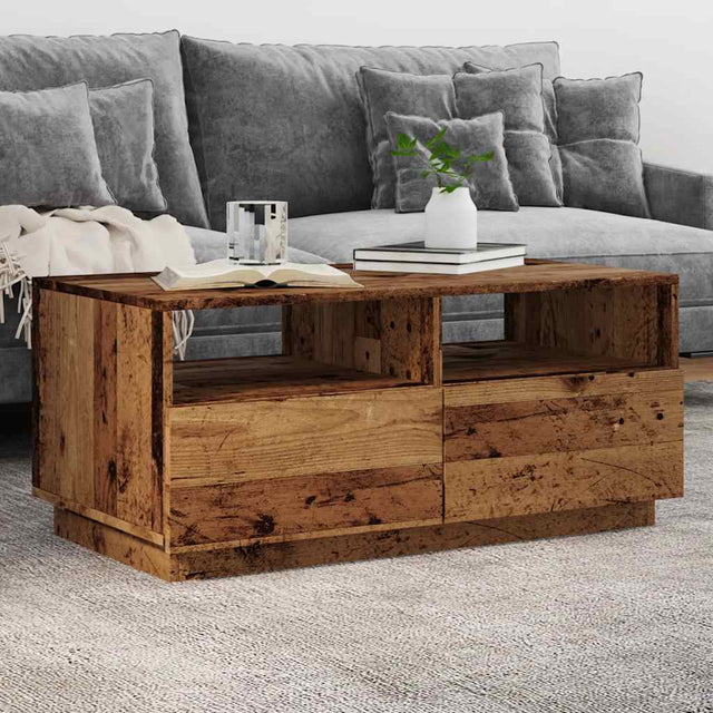 Vidaxl salontafel met led-verlichting 90x49x40 cm oud houtkleurig