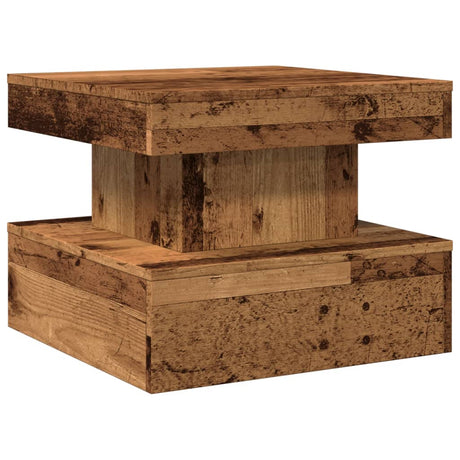 Vidaxl salontafel met led-verlichting 50x50x40 cm oud houtkleurig