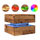 Vidaxl salontafel met led-verlichting 50x50x40 cm oud houtkleurig