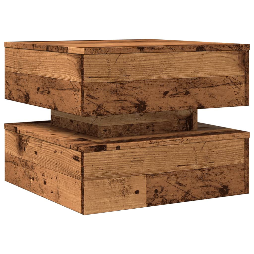 Vidaxl salontafel met led-verlichting 50x50x40 cm oud houtkleurig