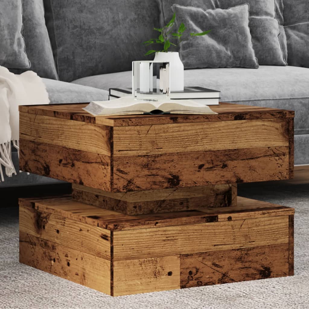 Vidaxl salontafel met led-verlichting 50x50x40 cm oud houtkleurig