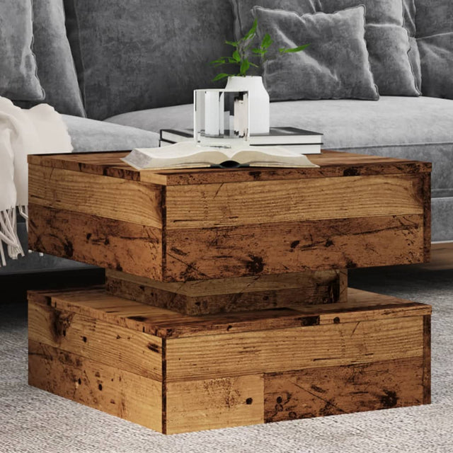 Vidaxl salontafel met led-verlichting 50x50x40 cm oud houtkleurig