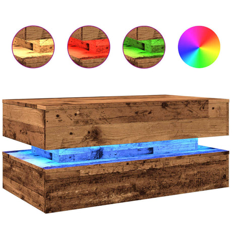 Vidaxl salontafel met led-verlichting 90x50x40 cm oud houtkleurig