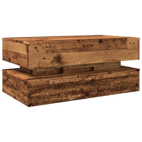 Vidaxl salontafel met led-verlichting 90x50x40 cm oud houtkleurig