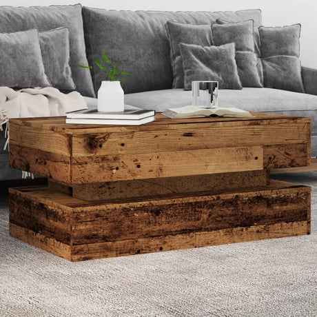 Vidaxl salontafel met led-verlichting 90x50x40 cm oud houtkleurig
