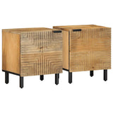 Vidaxl nachtkastjes 2 st 40x33x46 cm massief mangohout bruin