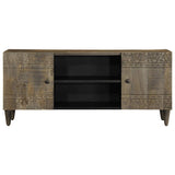 Vidaxl tv-meubel 105x33,5x46 cm massief mangohout lichtgrijs