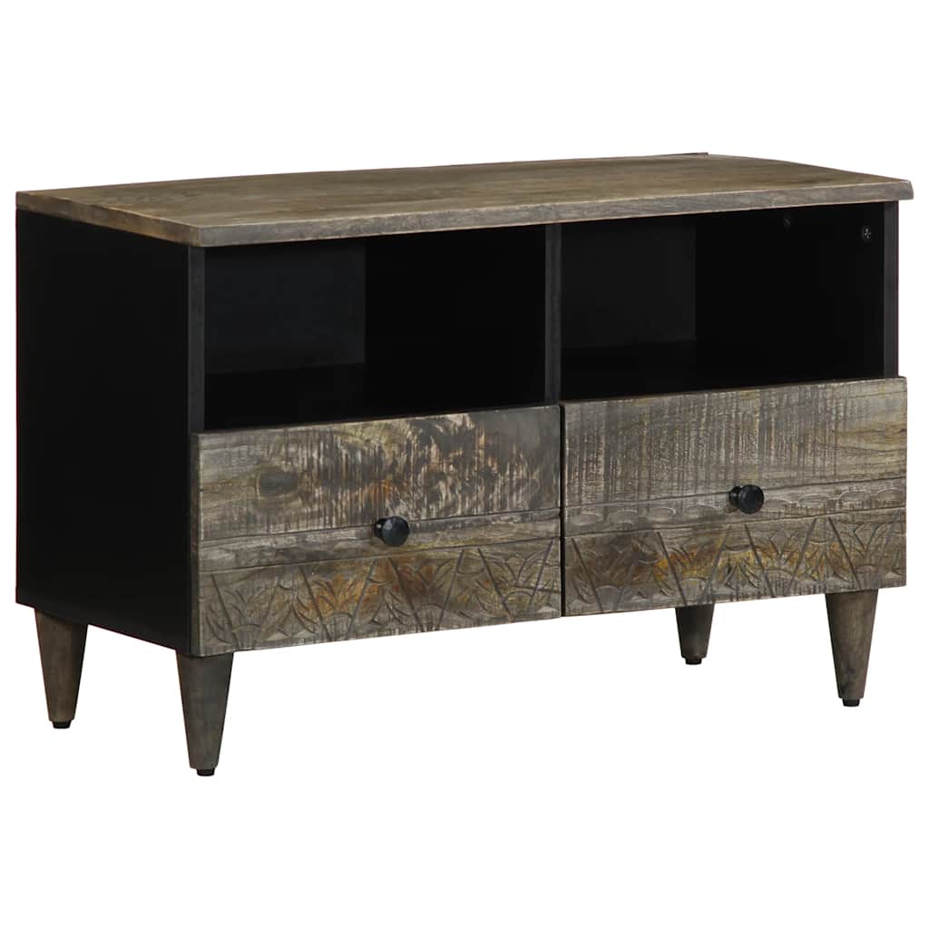 Vidaxl tv-meubel 70x33,5x46 cm massief mangohout lichtgrijs