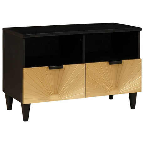 Vidaxl tv-kast zwart en goud 70 x 33 x 46 cm bewerkt hout