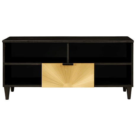 Vidaxl tv-kast zwart en goud 100 x 33 x 46 cm bewerkt hout