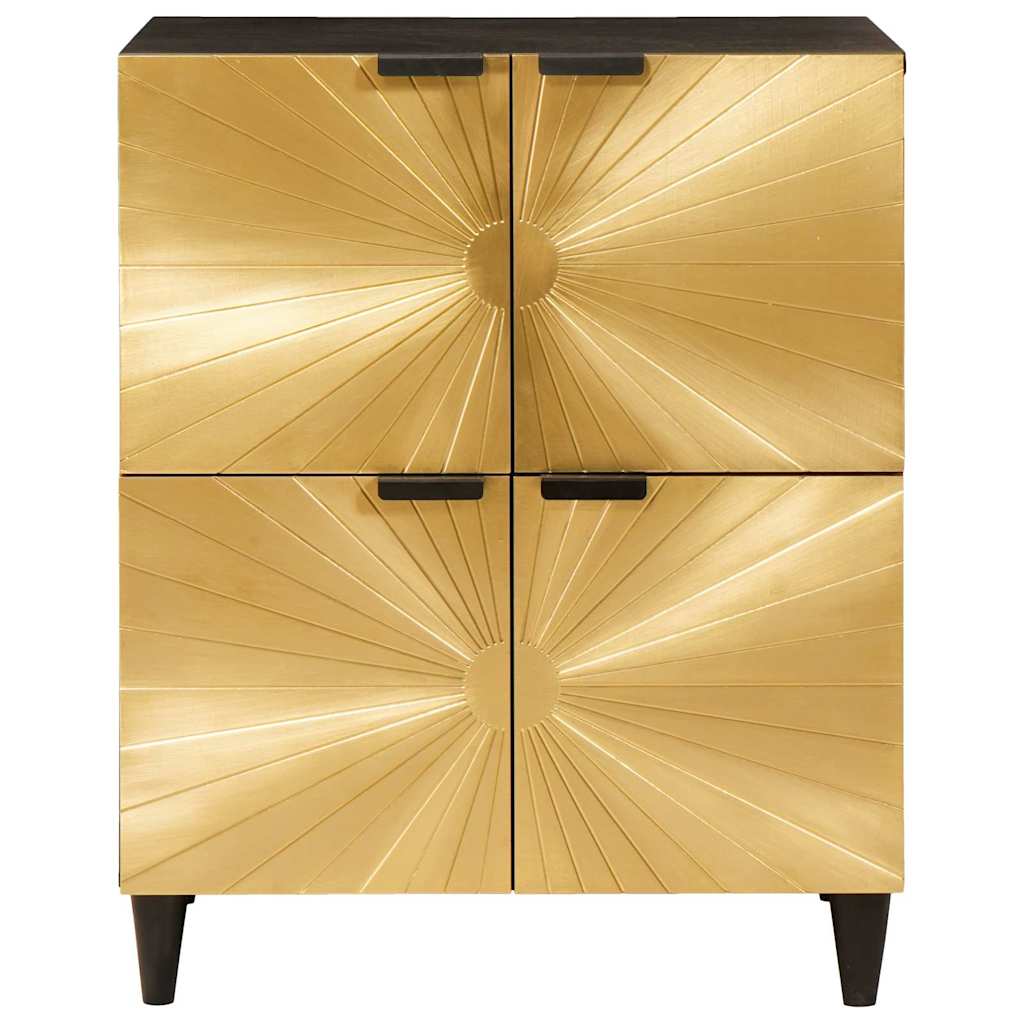 Vidaxl bijzetkast zwart en goud 60 x 33,5 x 75 cm massief mango hout