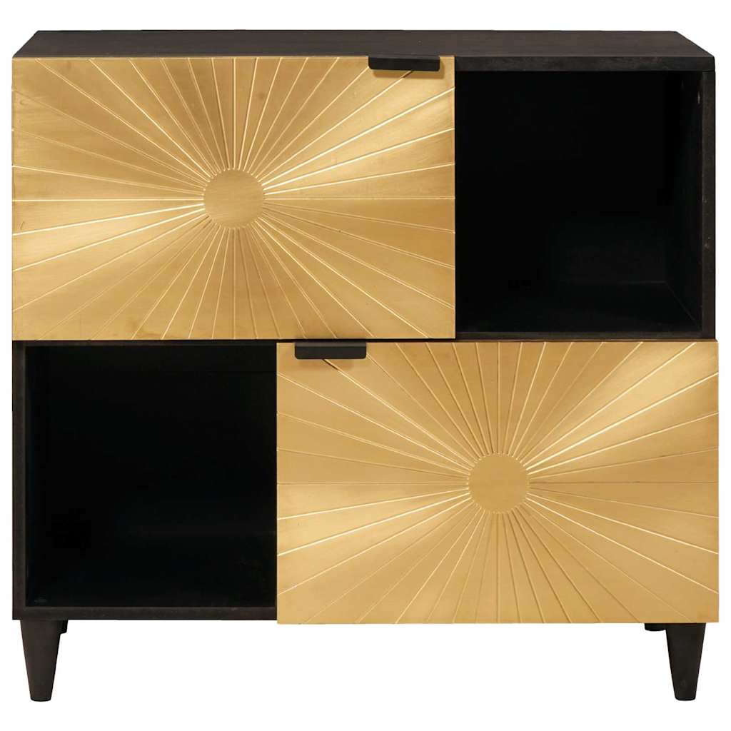 Vidaxl bijzetkast zwart en goud 80 x 33,5 x 75 cm massief mango hout