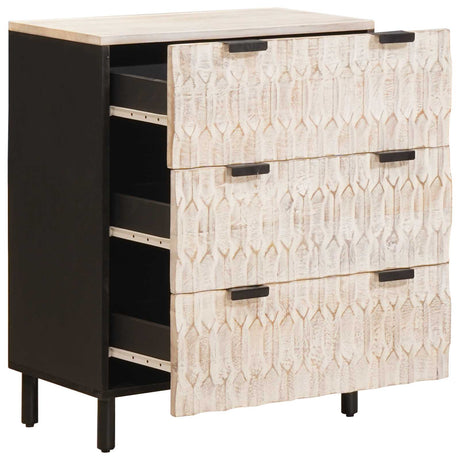 Vidaxl dressoir 60 x 33 x 75 cm massief mango hout witte was afwerking