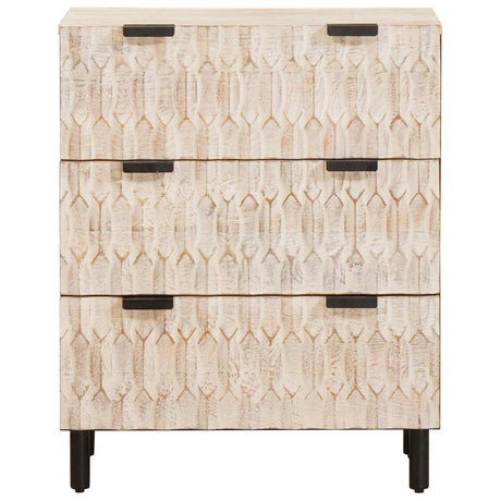 Vidaxl dressoir 60 x 33 x 75 cm massief mango hout witte was afwerking