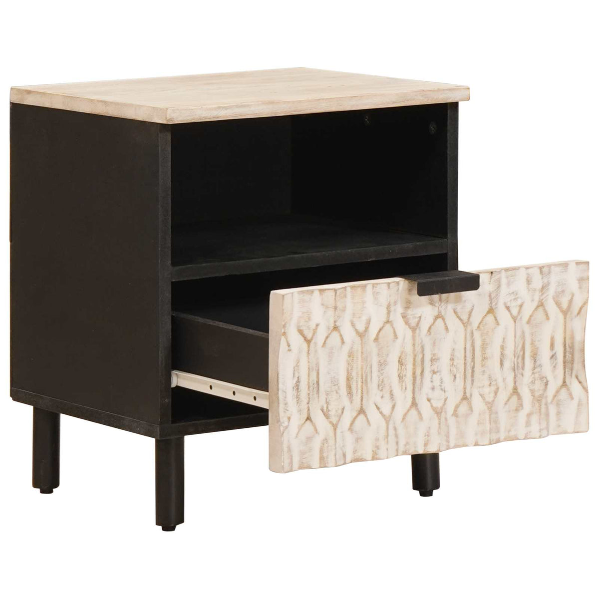 Vidaxl nachtkastje met lade wit 40 x 33 x 46 cm massief mango hout