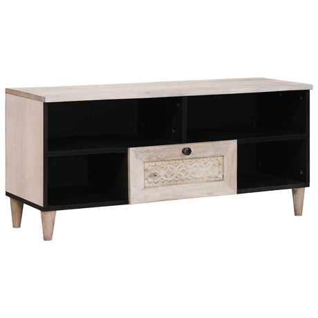 Vidaxl tv-kast bleached wit 100 x 33 x 46 cm massief mango hout