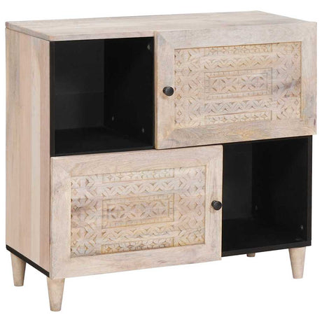 Vidaxl dressoir bleached wit 80 x 33 x 75 cm massief mango hout