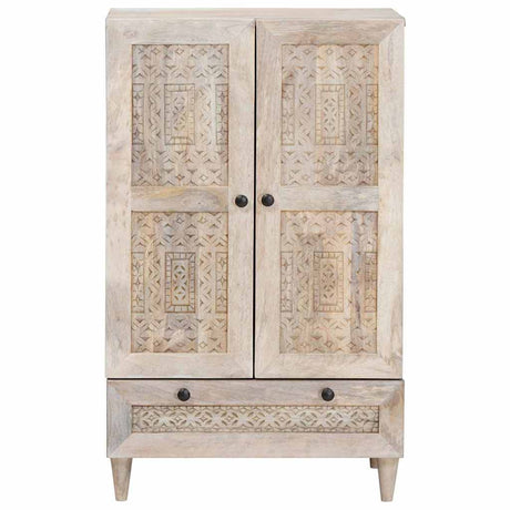 Vidaxl hoge kast 60 x 33 x 100 cm massief mango hout bleached wit