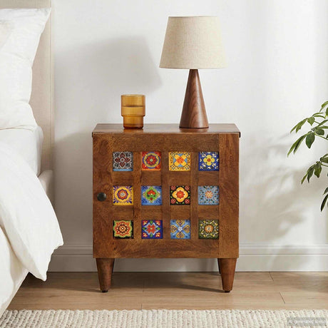 Vidaxl nachtkastje bruin 40 x 33 x 46 cm massief mango hout