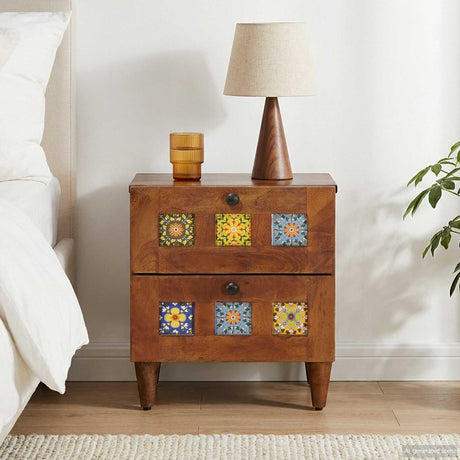 Vidaxl nachtkastje bruin 40 x 33 x 46 cm massief mango hout