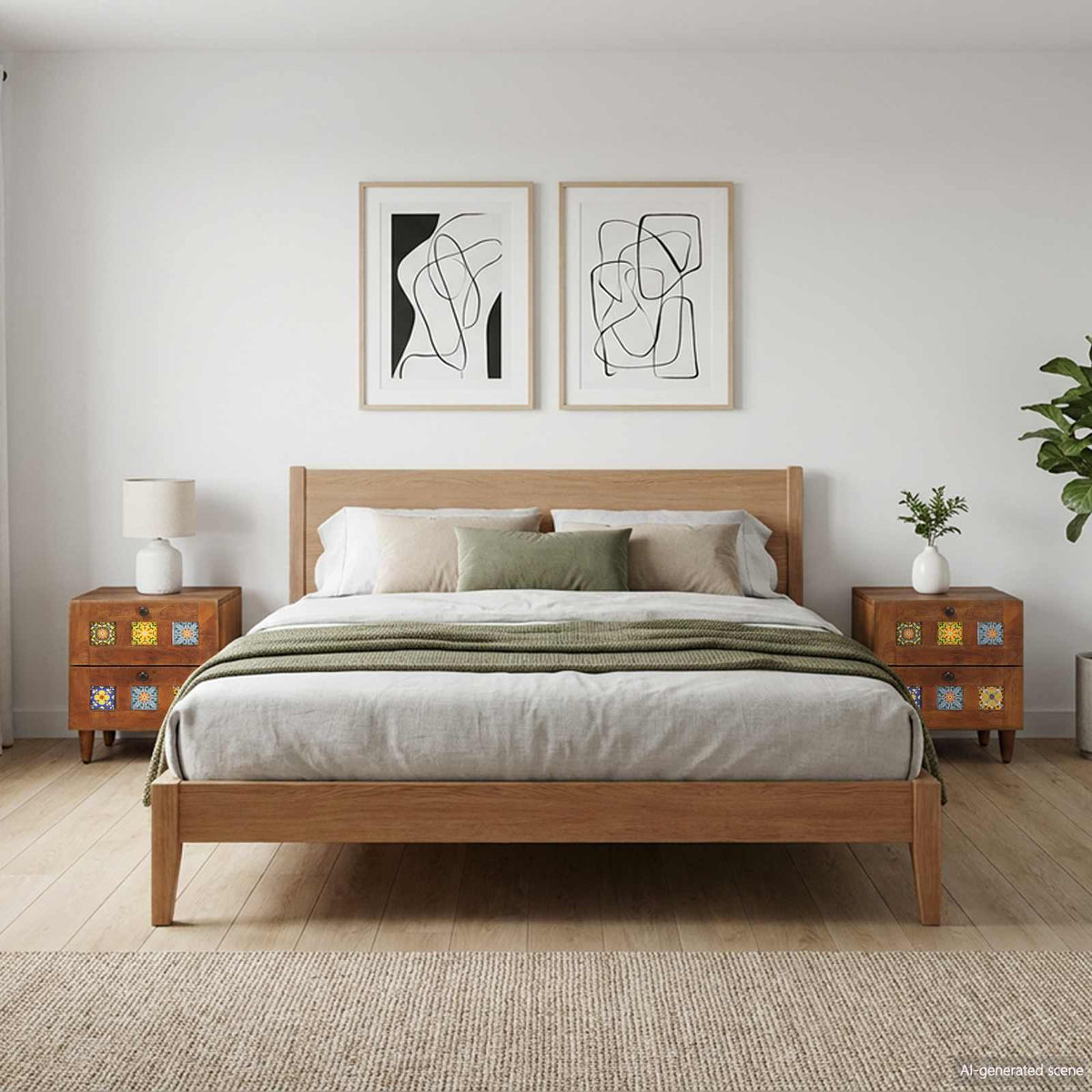 Vidaxl nachtkastje 2 st bruin 40 x 33 x 46 cm massief mango hout