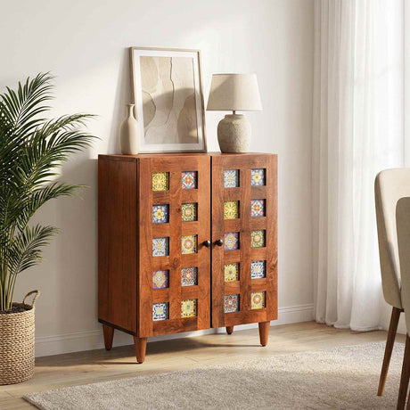 Vidaxl dressoir 60 x 33 x 75 cm massief mango hout walnotenhout