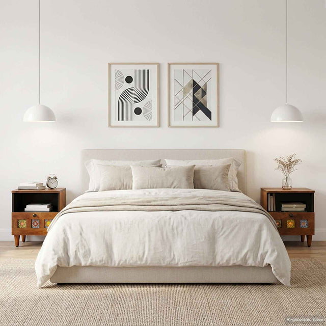 Vidaxl nachtkastje 2 st bruin 40 x 33 x 46 cm massief mango hout