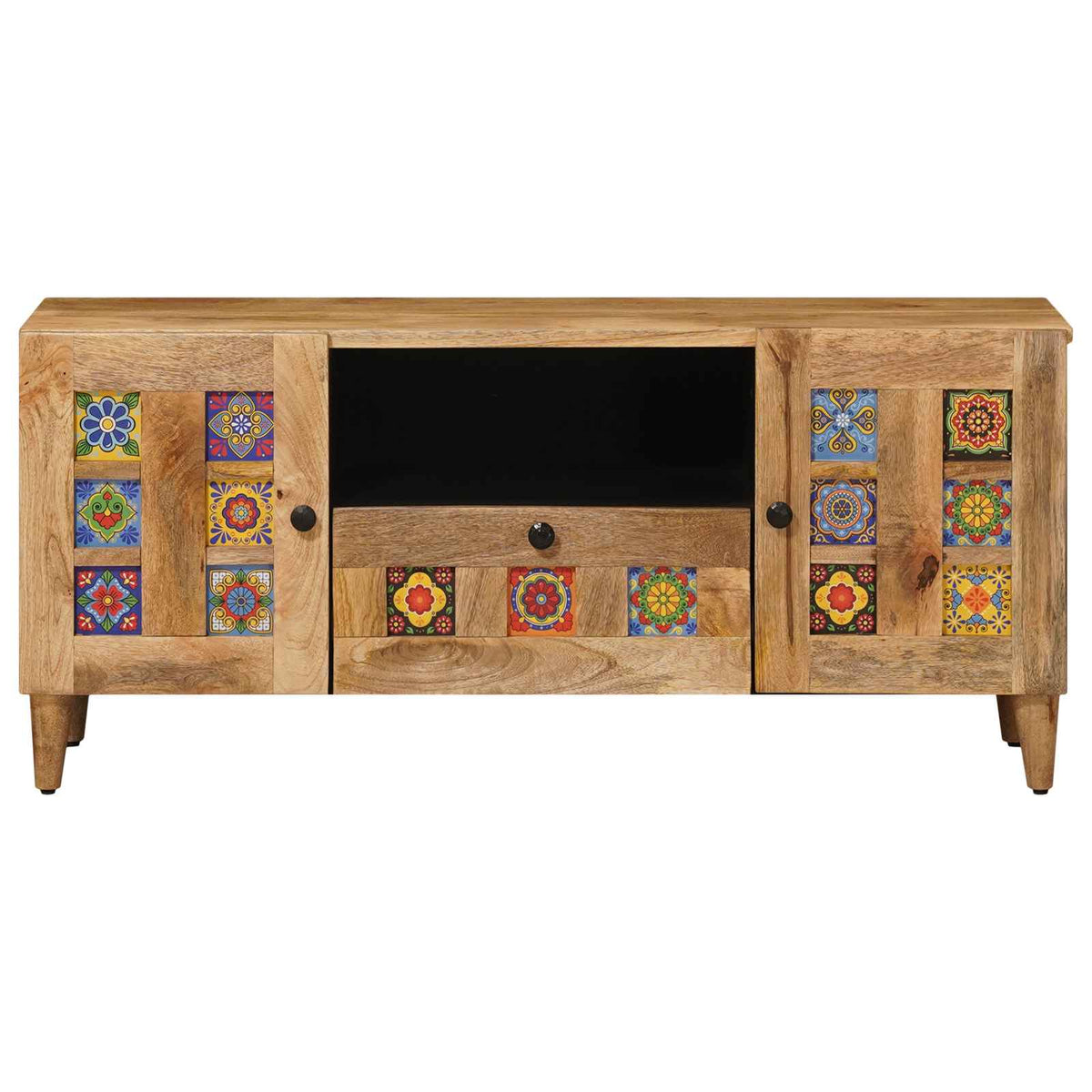 Vidaxl tv-kast met lade naturel 105 x 33,5 x 46 cm massief mango hout