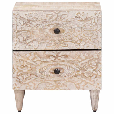 Vidaxl nachtkastje met lade wit 40 x 33,5 x 46 cm massief mango hout