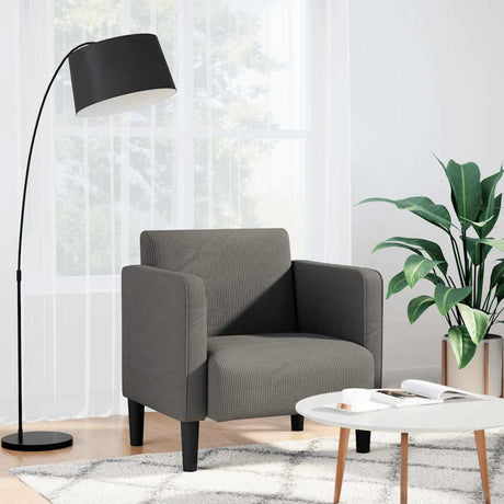 Vidaxl fauteuil met armleuningen 54 cm corduroy stof lichtgrijs