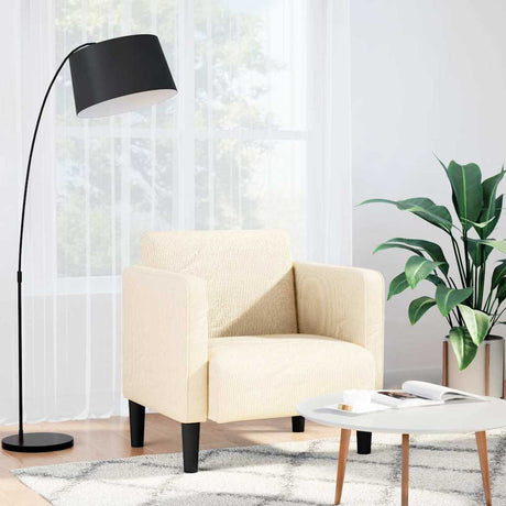 Vidaxl fauteuil met armleuningen 54 cm corduroy stof crèmekleurig