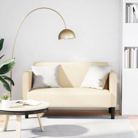 Vidaxl loveseat bank 109 cm corduroy stof crèmekleurig
