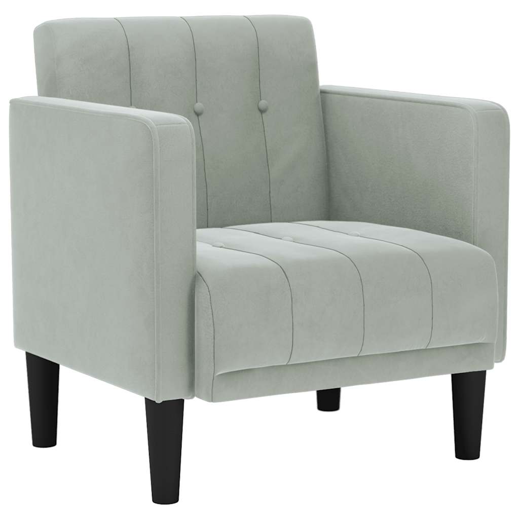 Vidaxl fauteuil met armleuningen lichtgrijs 53 cm fluweel