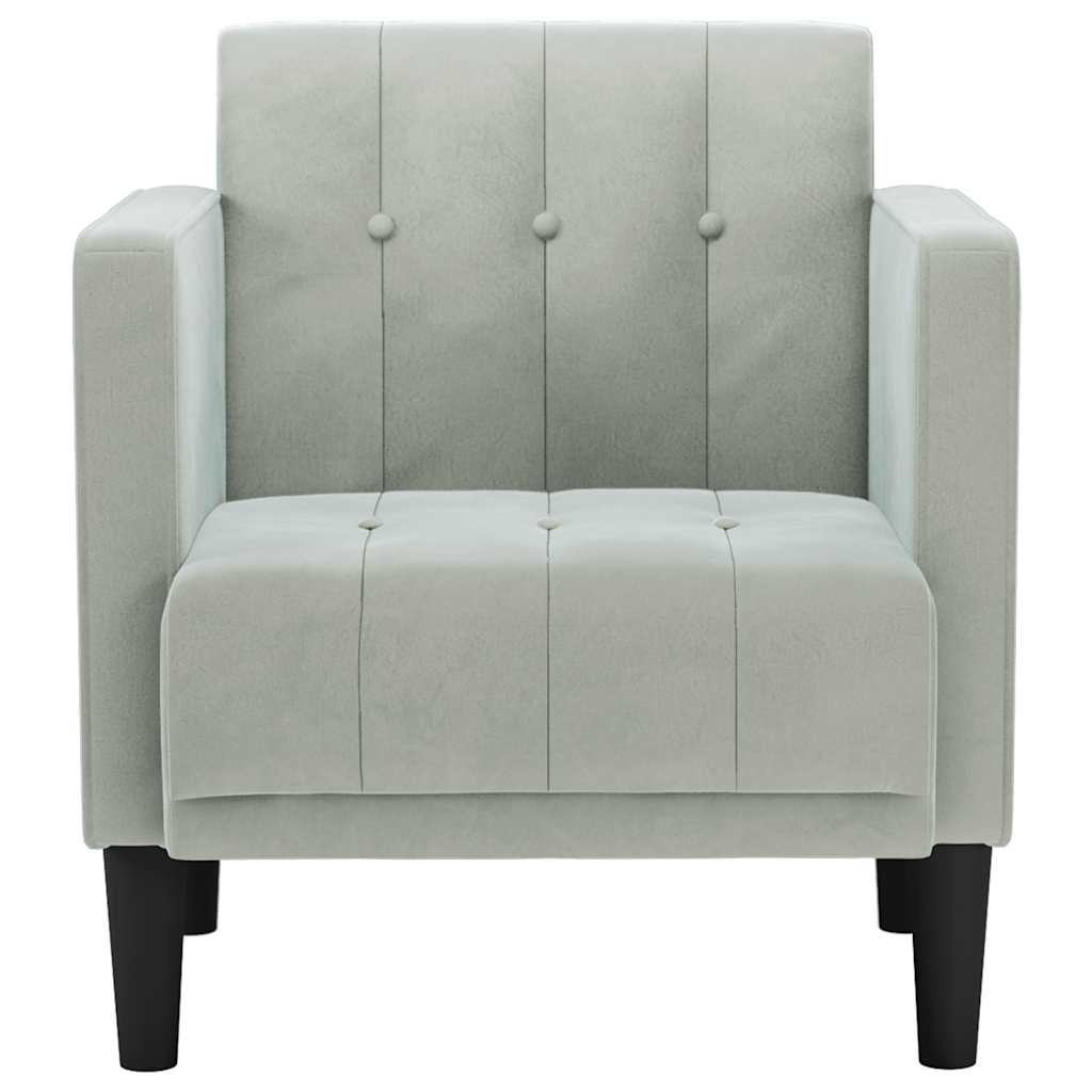 Vidaxl fauteuil met armleuningen lichtgrijs 53 cm fluweel