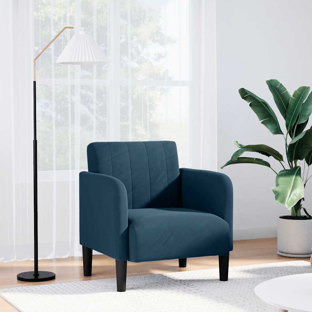 Vidaxl fauteuil met armleuningen blauw 54 cm fluweel