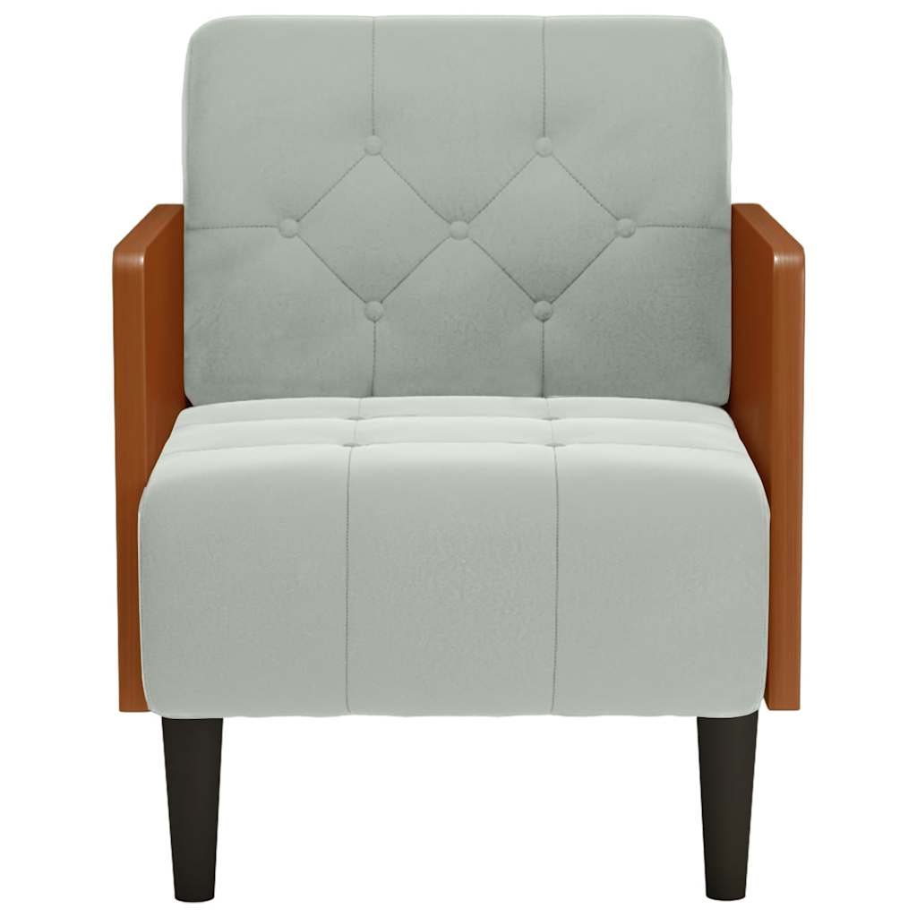 Vidaxl fauteuil met armleuningen lichtgrijs 55 cm fluweel