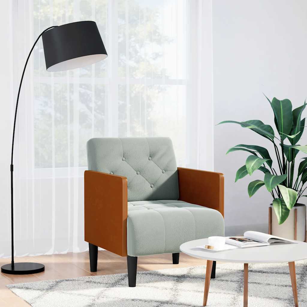 Vidaxl fauteuil met armleuningen lichtgrijs 55 cm fluweel
