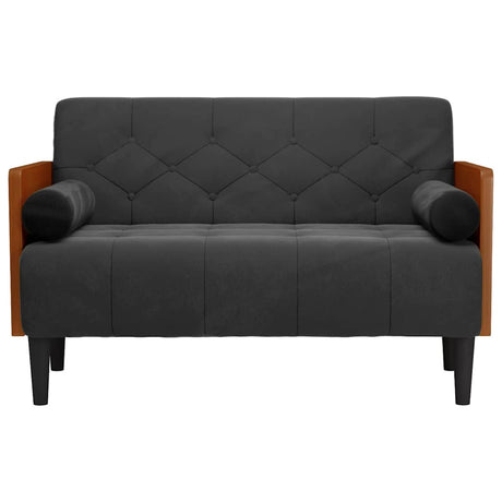 Vidaxl loveseat bank met bolsters zwart 110 cm fluweel