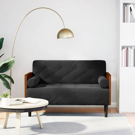 Vidaxl loveseat bank met bolsters zwart 110 cm fluweel
