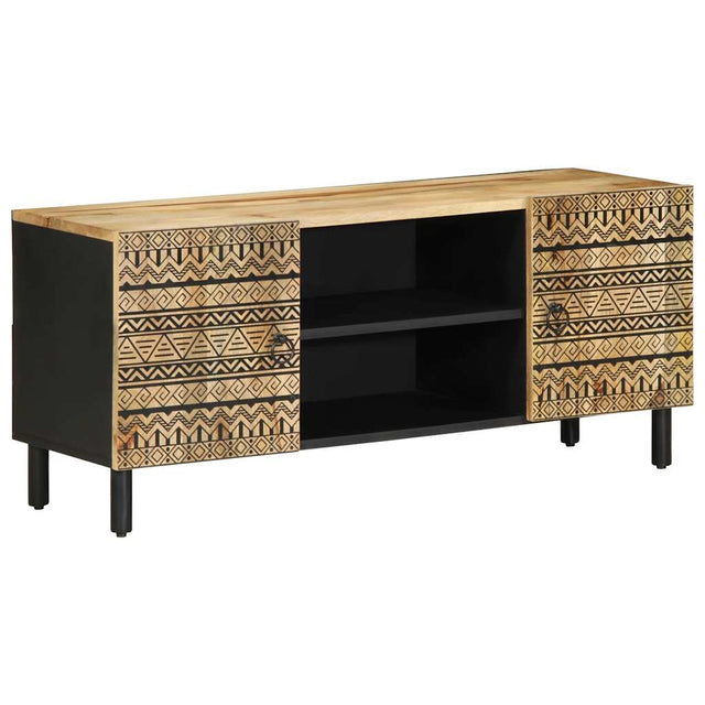 Vidaxl tv-meubel 105x33,5x46 cm massief ruw mangohout zwart