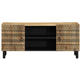 Vidaxl tv-meubel 105x33,5x46 cm massief ruw mangohout zwart