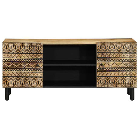 Vidaxl tv-meubel 105x33,5x46 cm massief ruw mangohout zwart