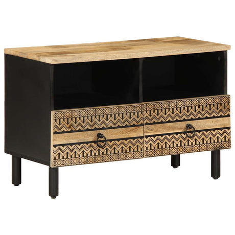 Vidaxl tv-meubel 70x33,5x46 cm massief ruw mangohout zwart