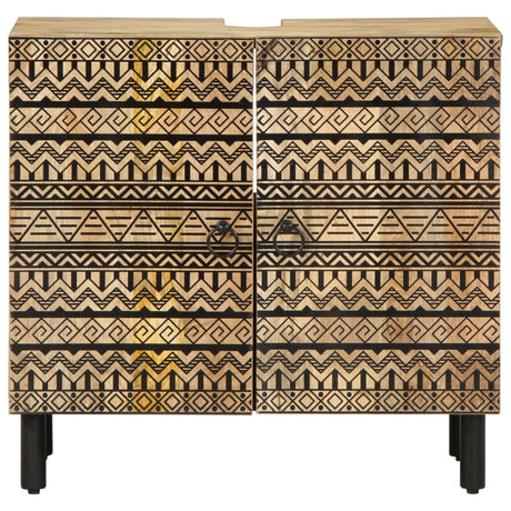 Vidaxl wastafelkast 62x33x58 cm massief mangohout zwart