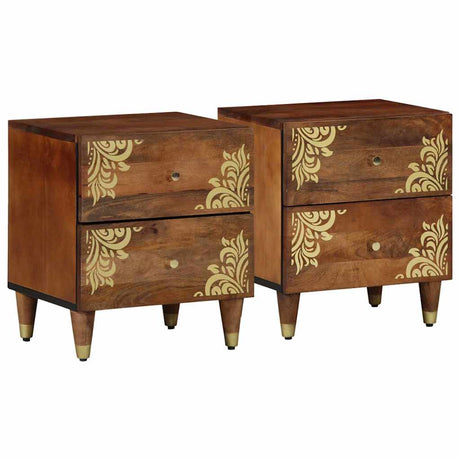 Vidaxl nachtkastje 2 st honingbruin 40 x 33 x 46 cm massief mango hout